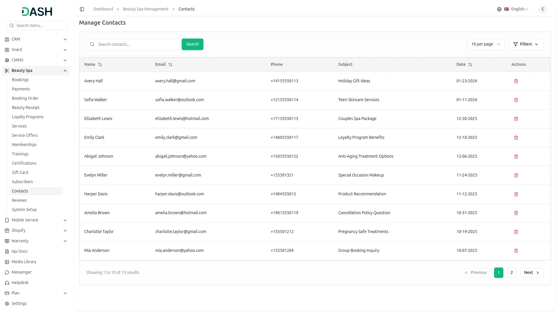 beauty spa management