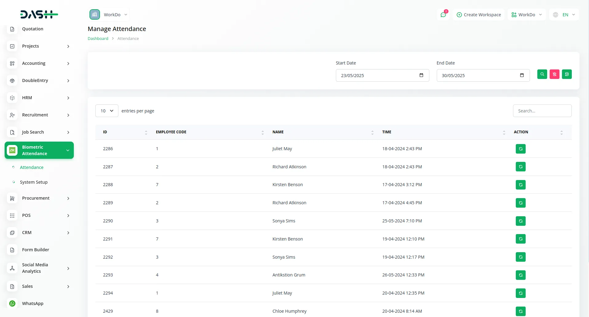 biometric attendance