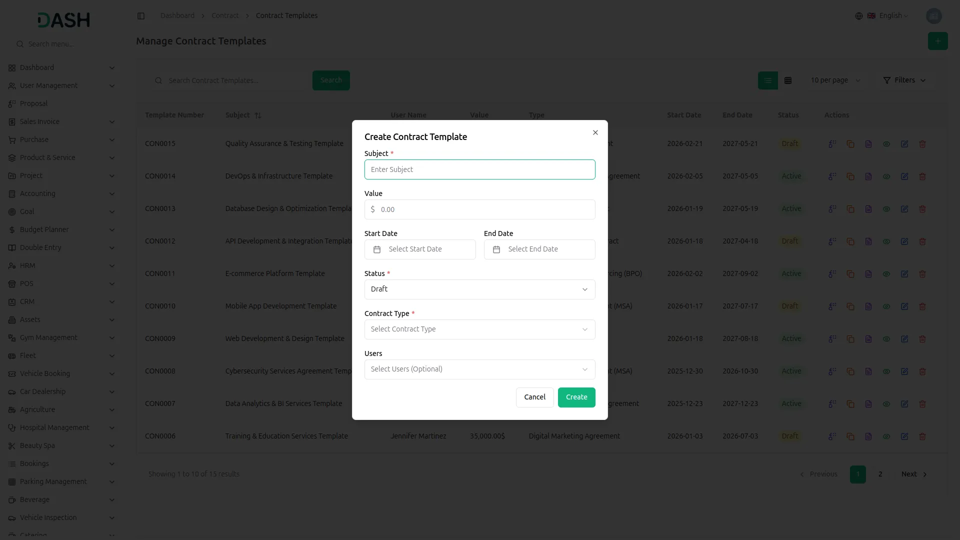 contract-template dash saas