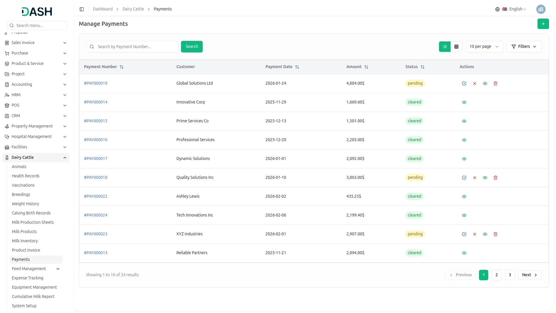 dairy and cattle management