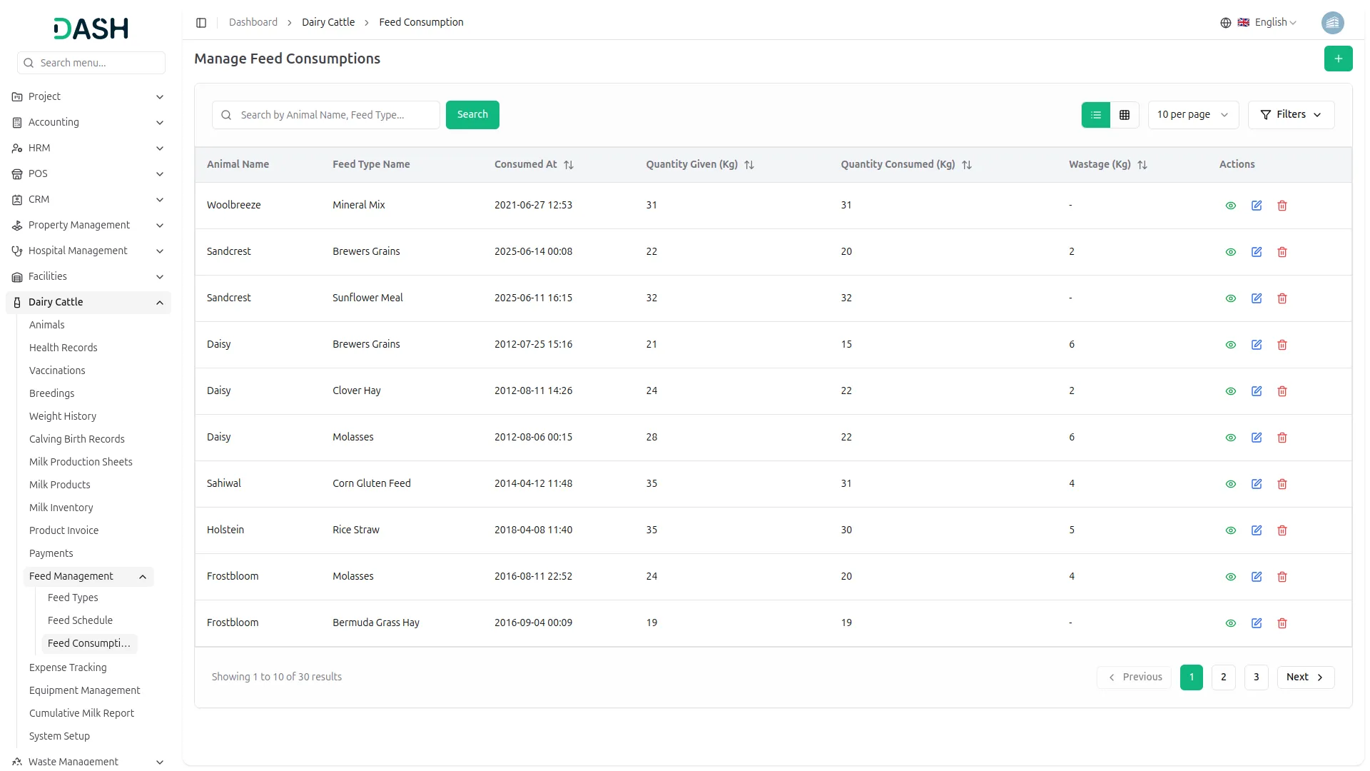 dairy and cattle management
