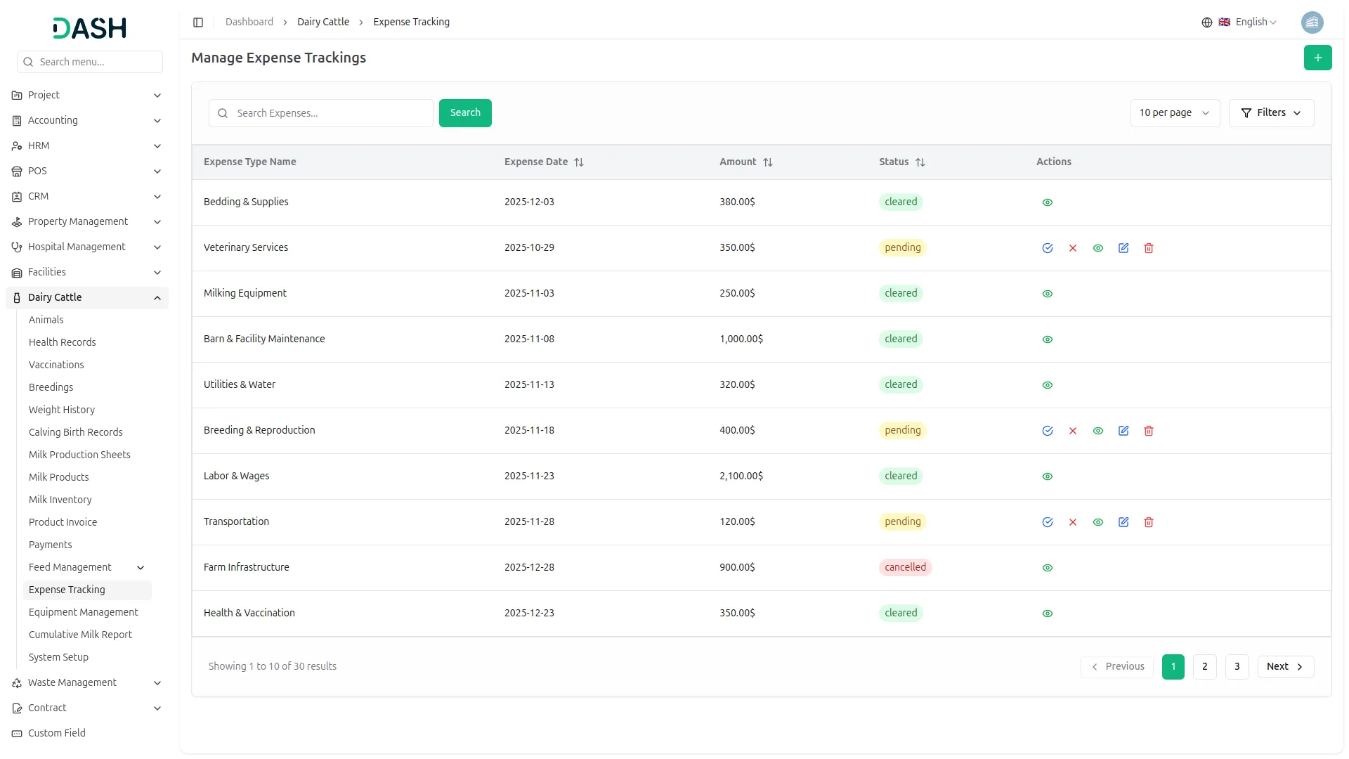 dairy and cattle management