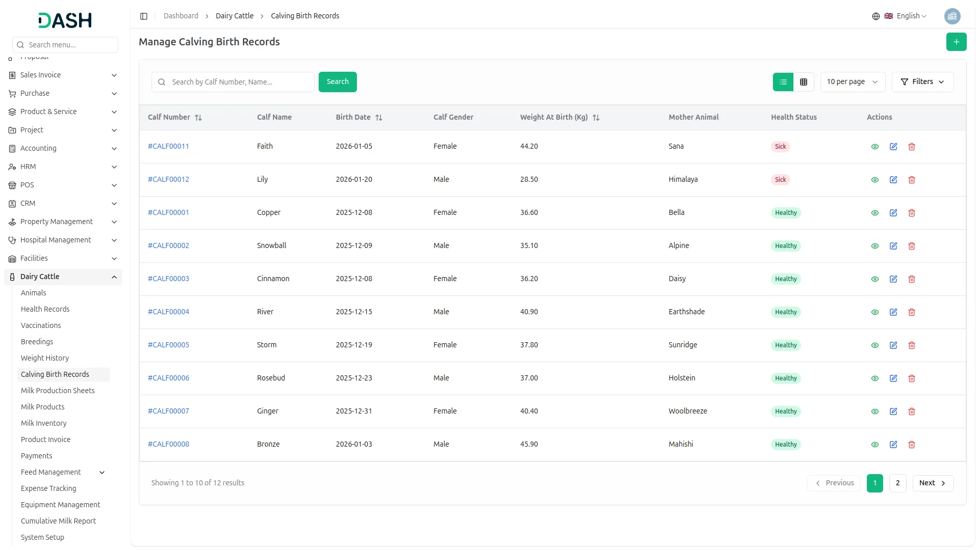 dairy and cattle management