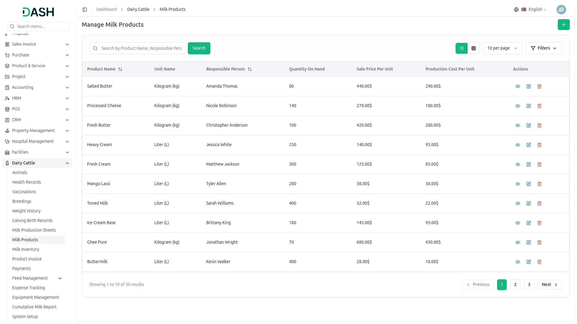 dairy and cattle management