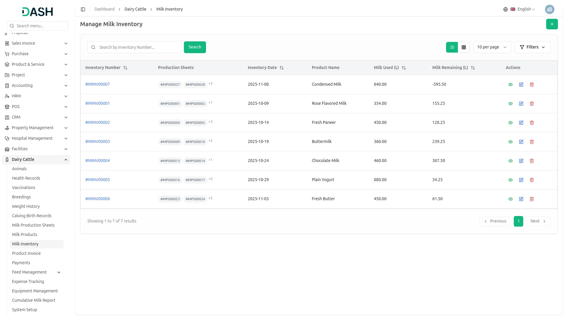 dairy and cattle management