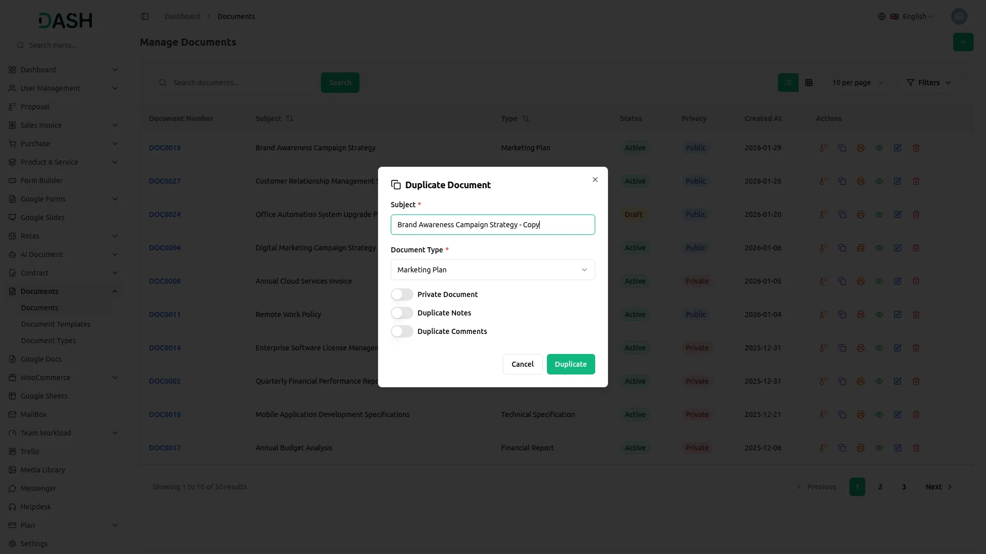 detial documents integration
