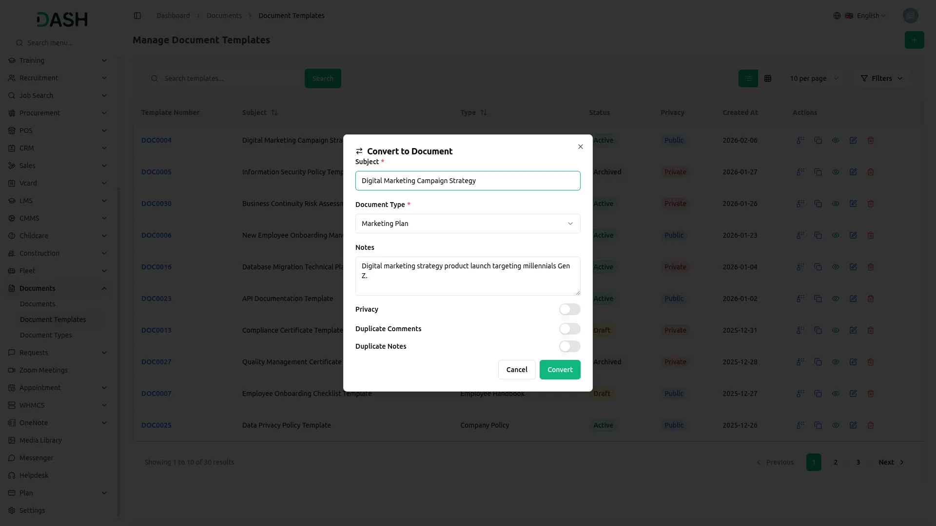 detial documents integration