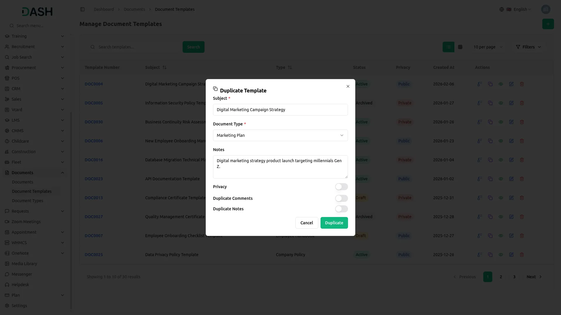detial documents integration