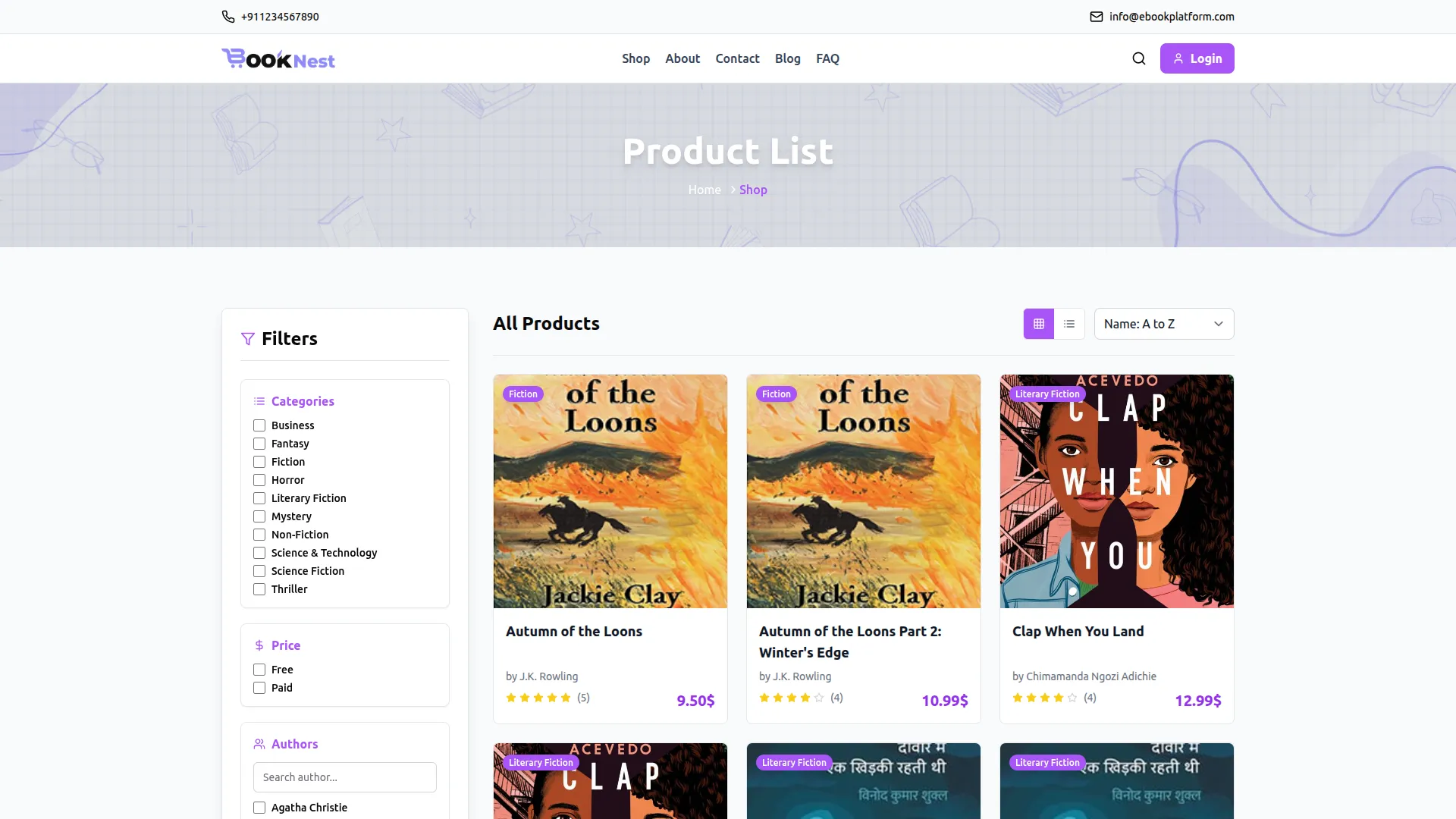 shop page