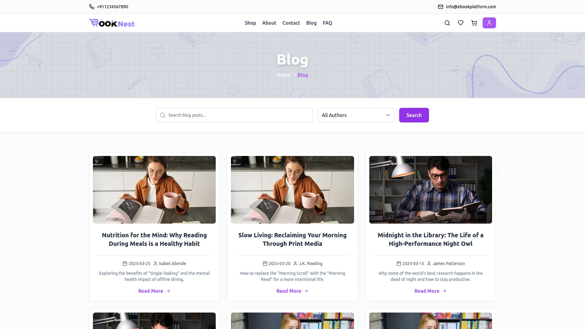blog listing page