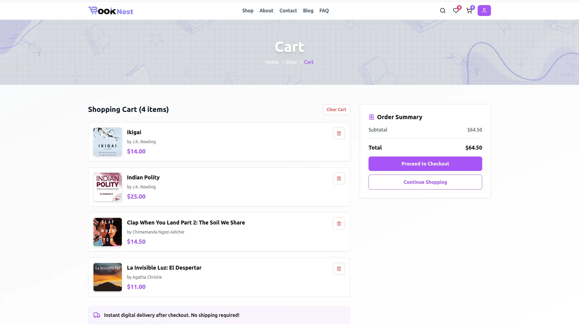 manage cart