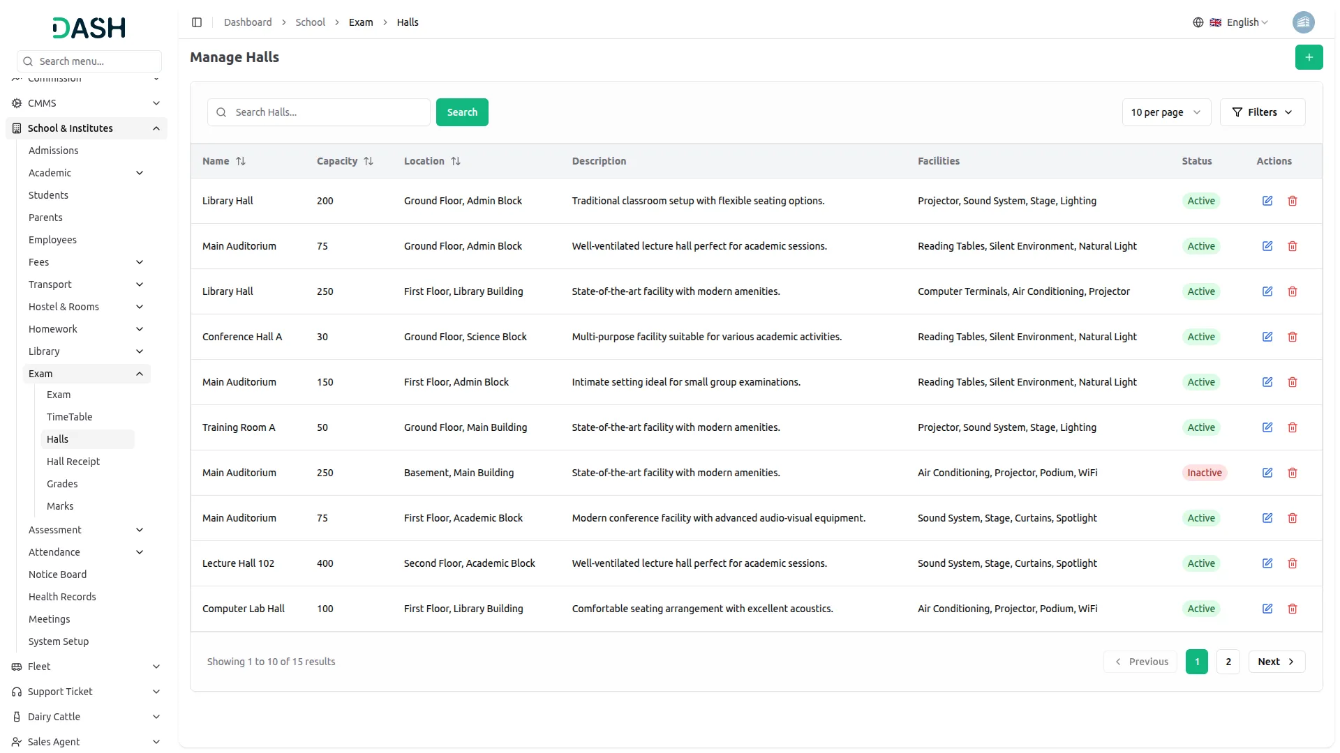 exam integration in dash saas