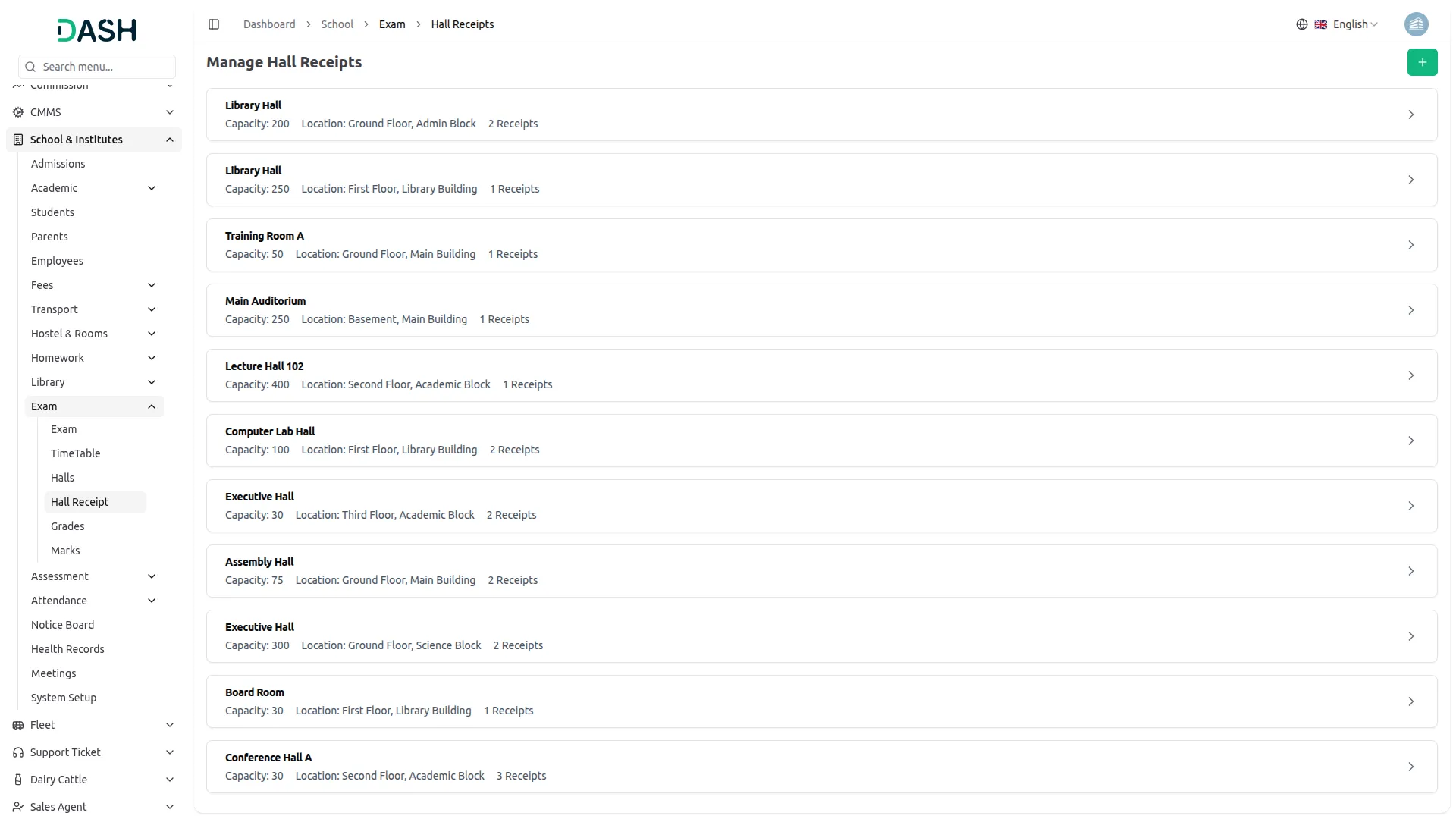 exam integration in dash saas