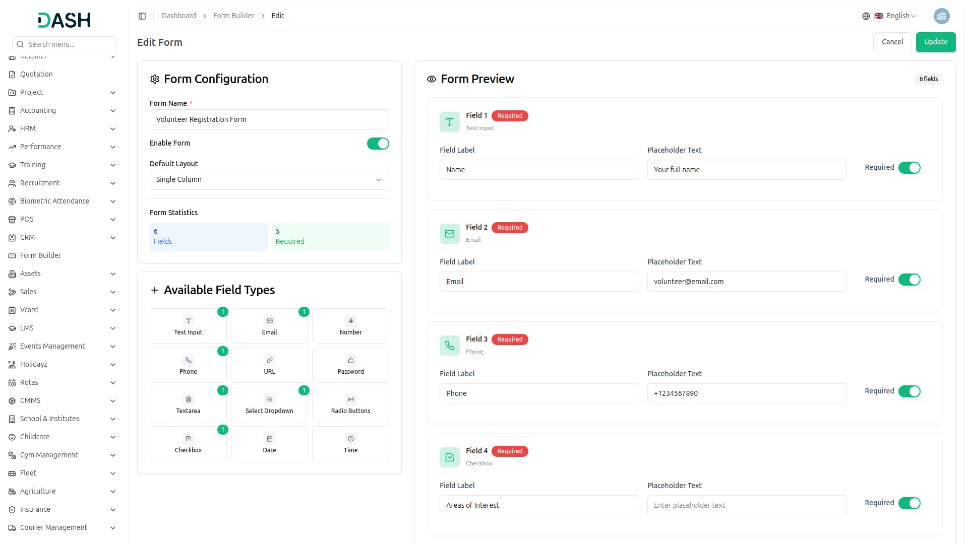 form-builder dash saas