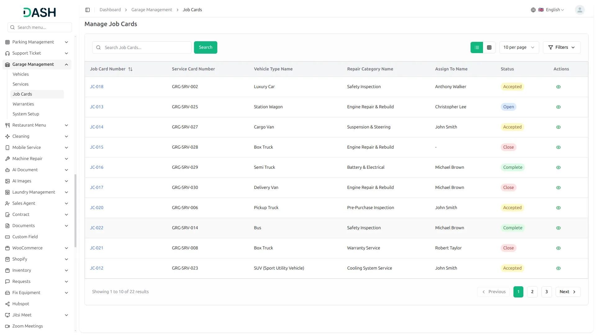 garage workshop management