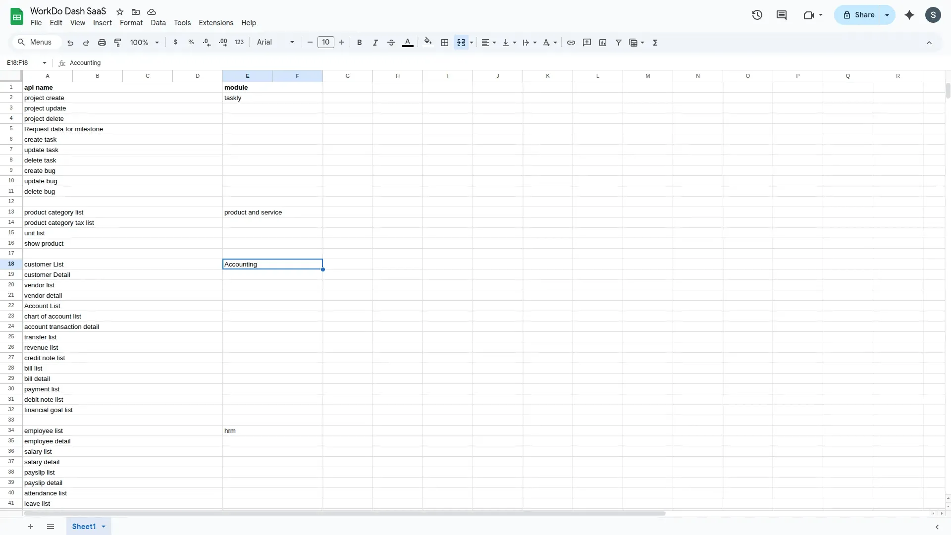 google sheet