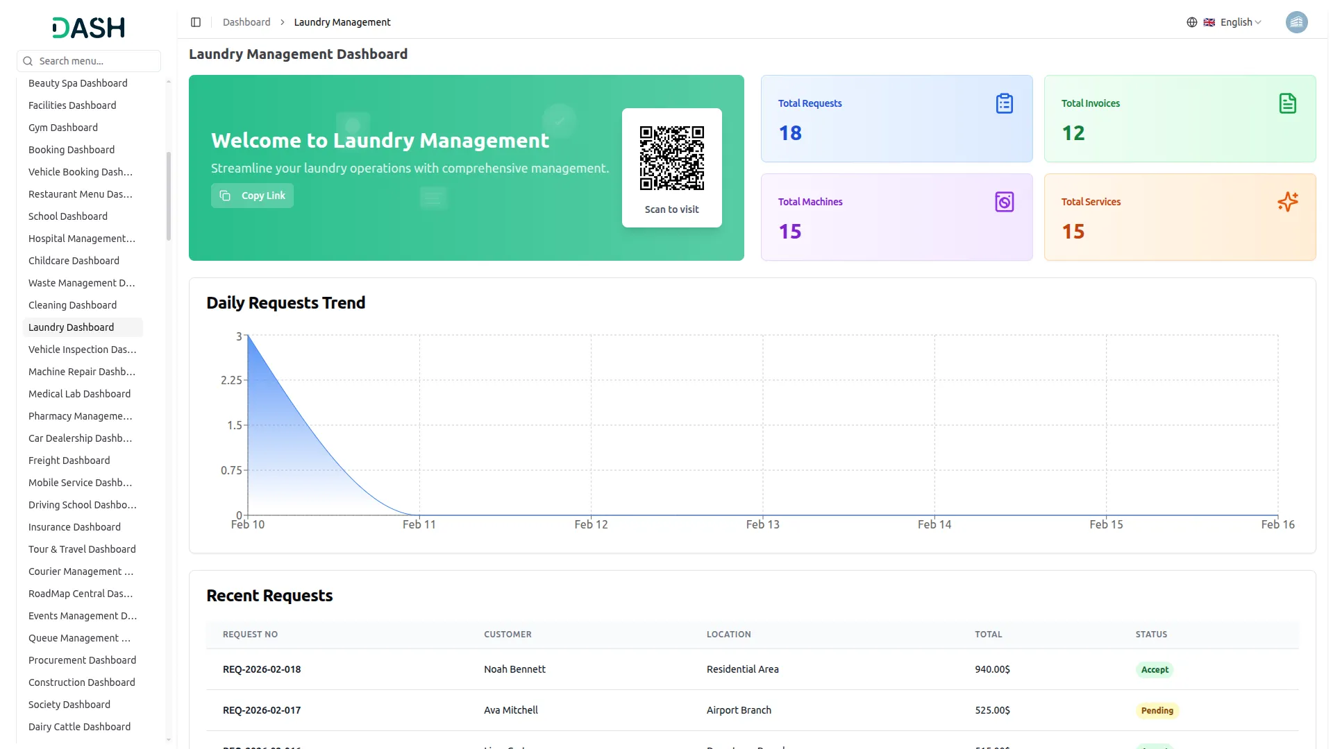 laundry management integration