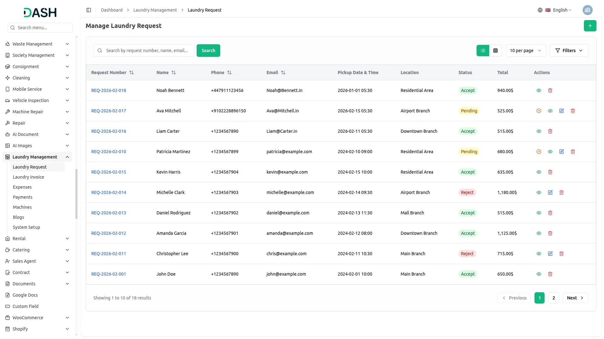 laundry management integration