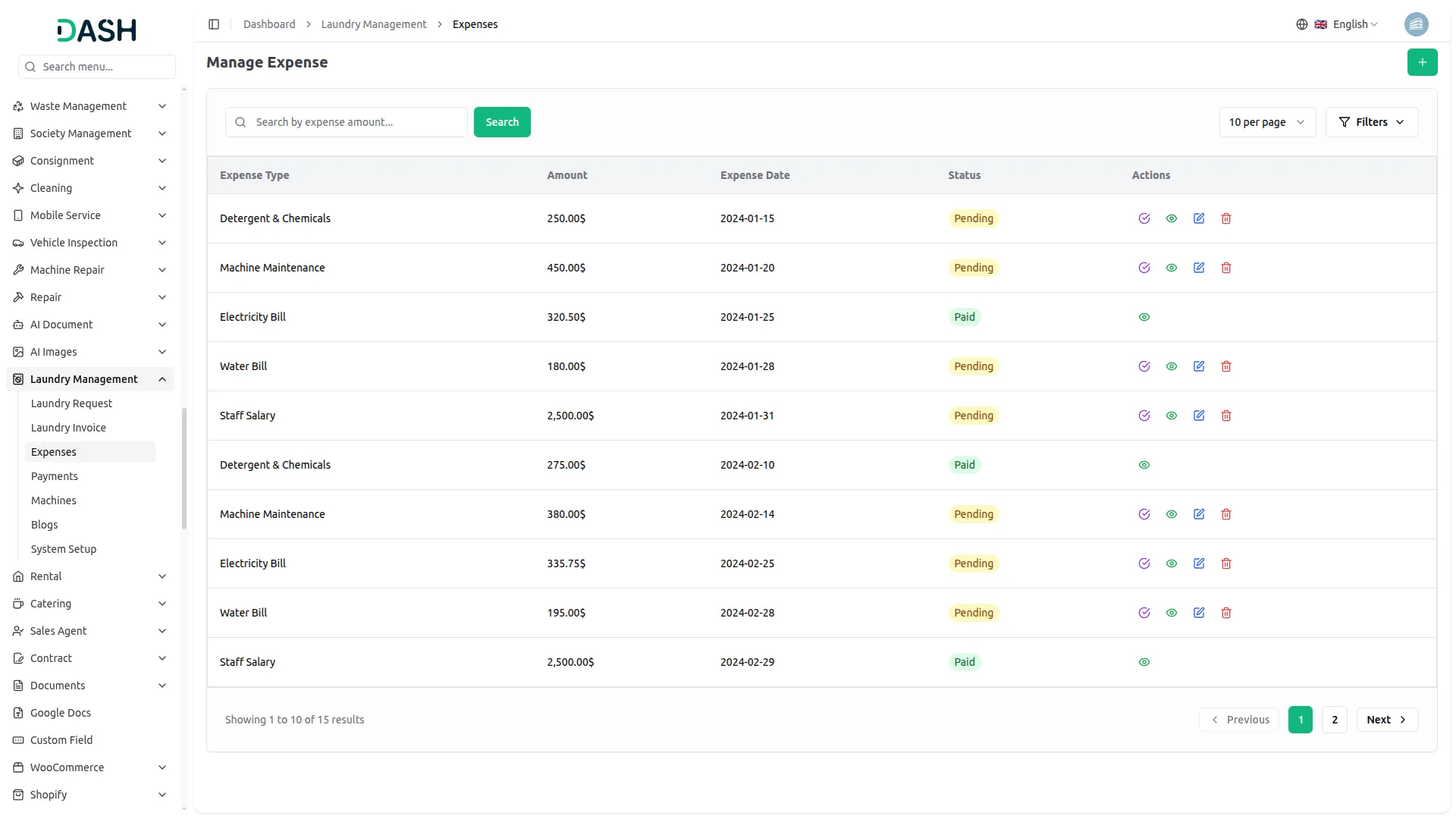 laundry management integration