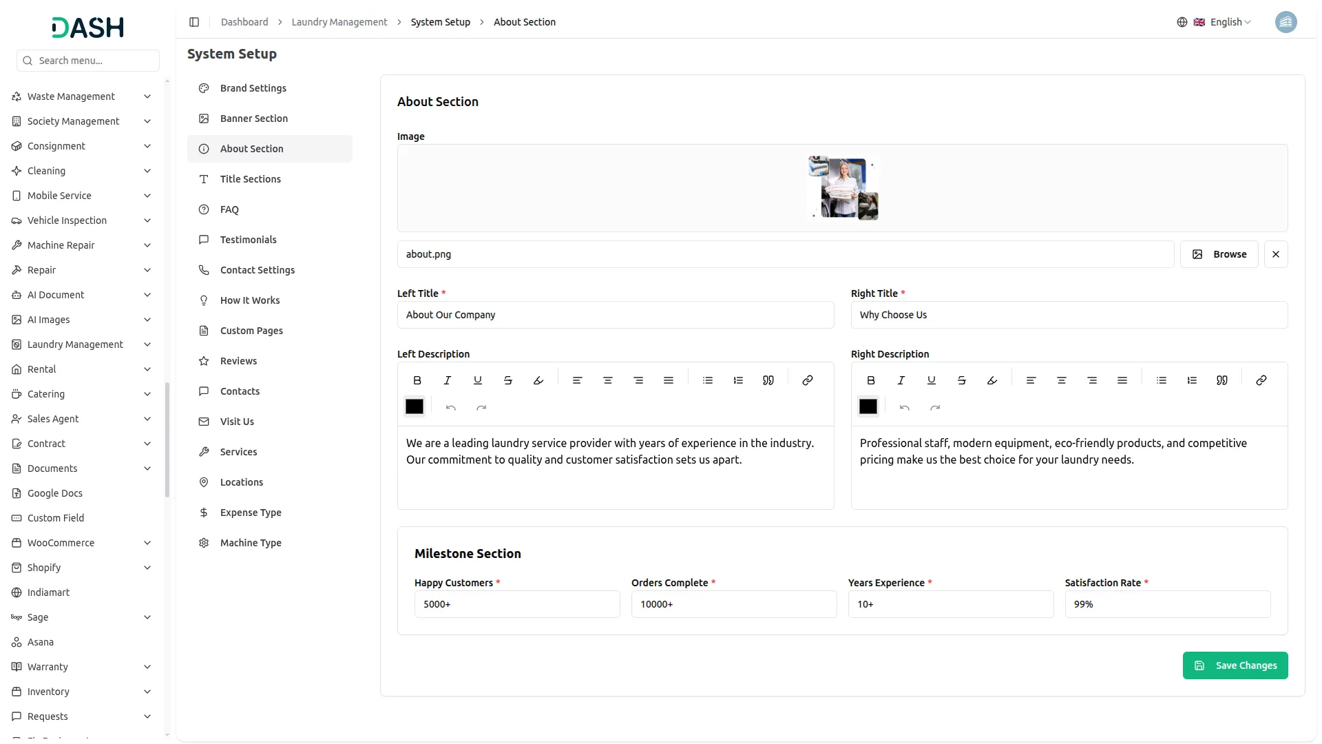 laundry management integration