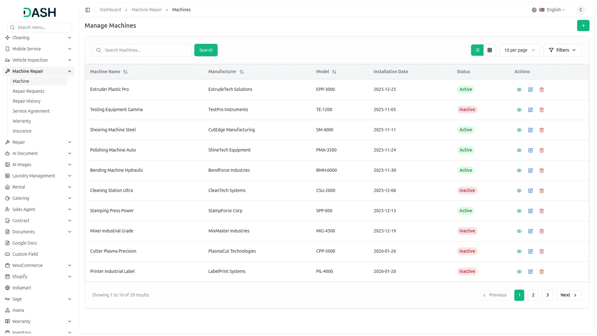 machine repair management