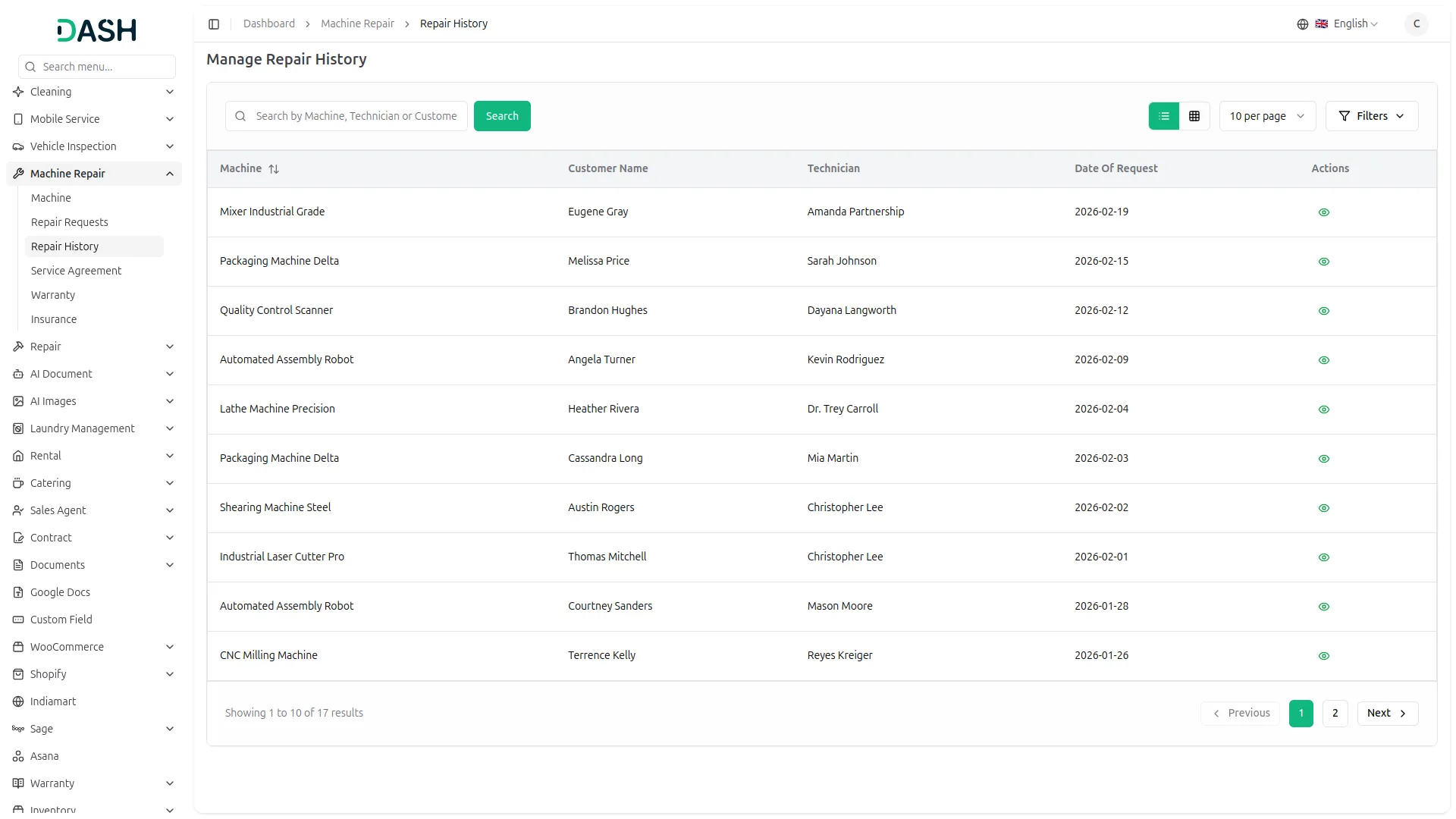 machine repair management
