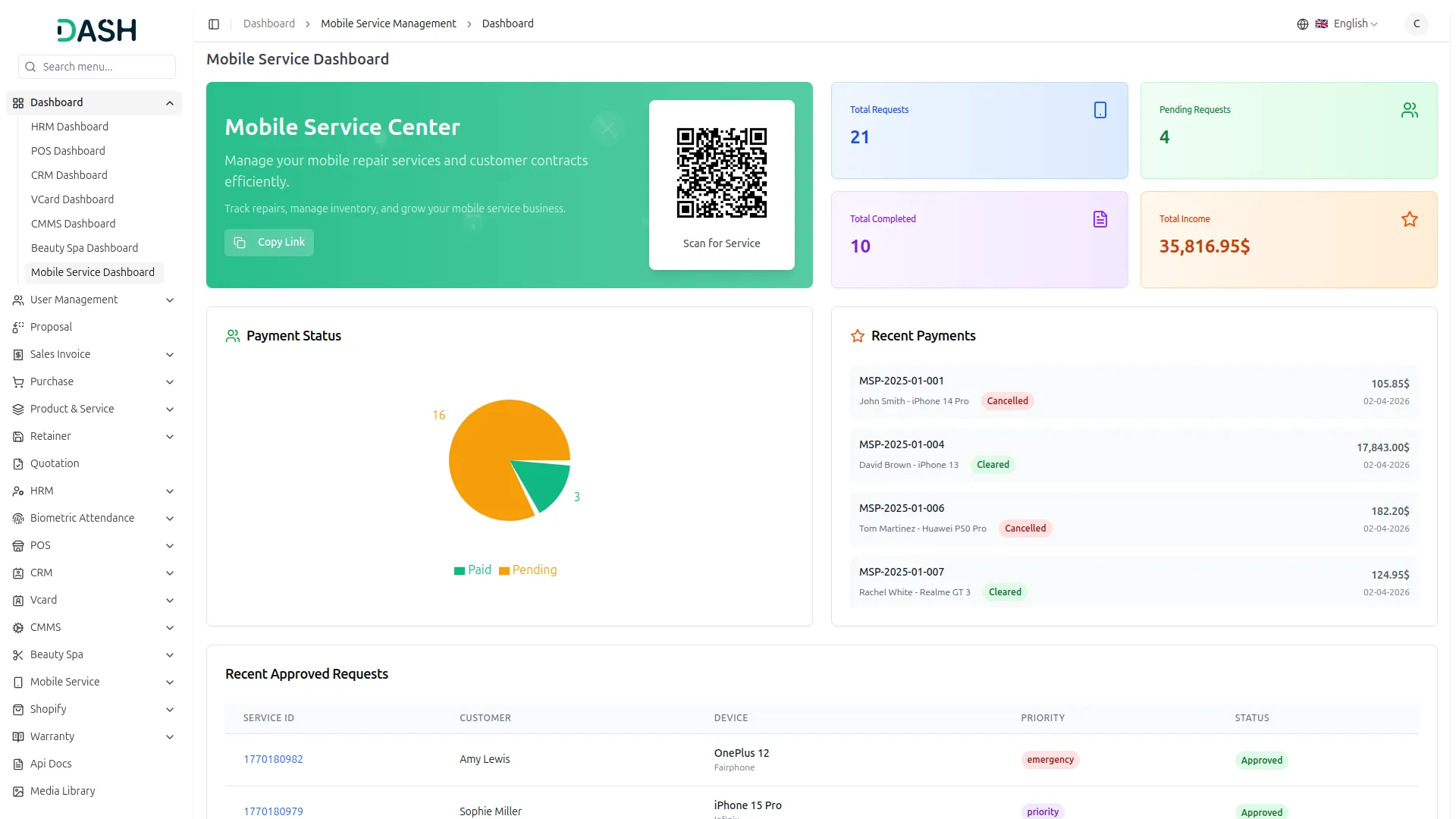 mobile service management