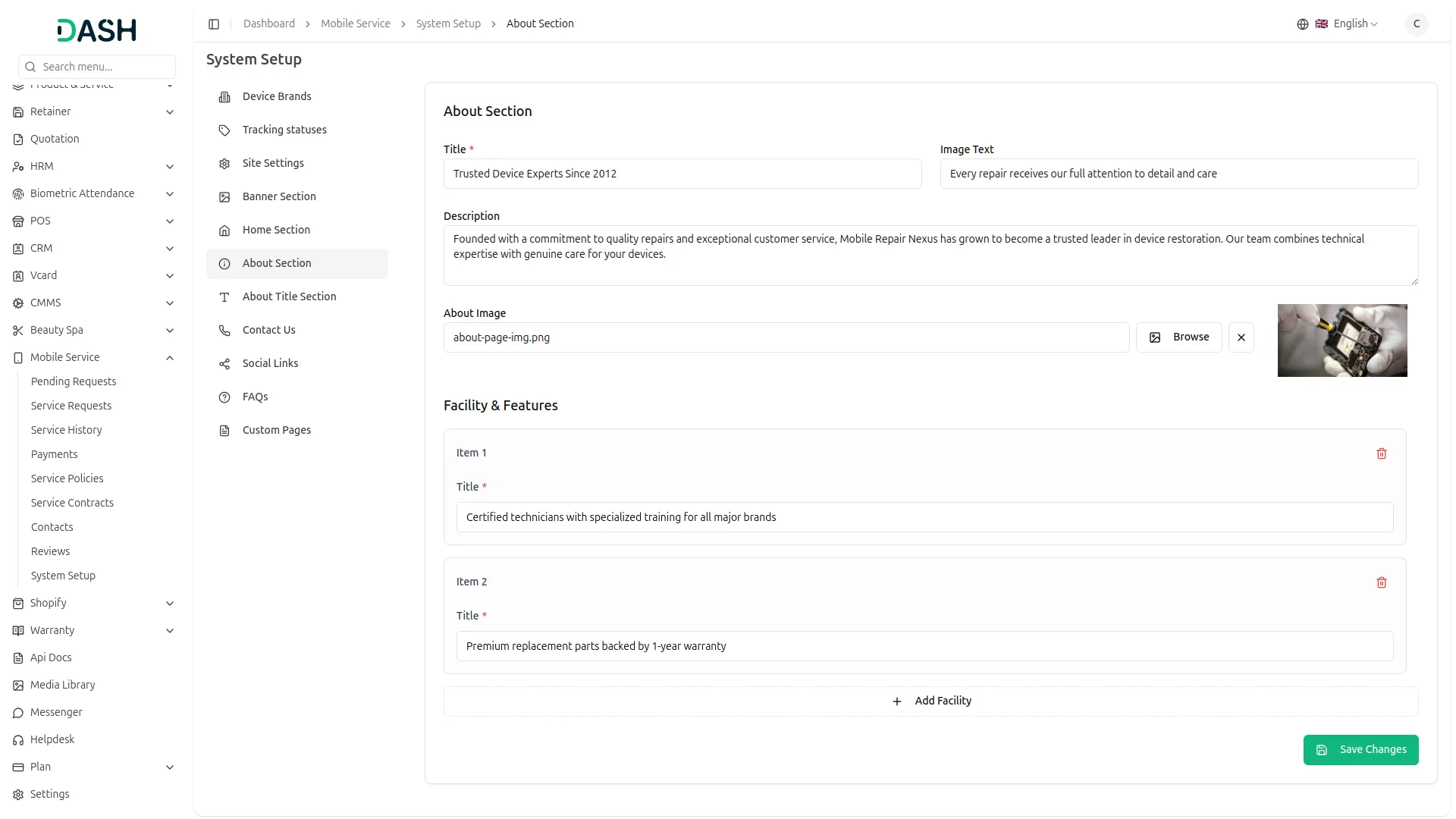 mobile service management