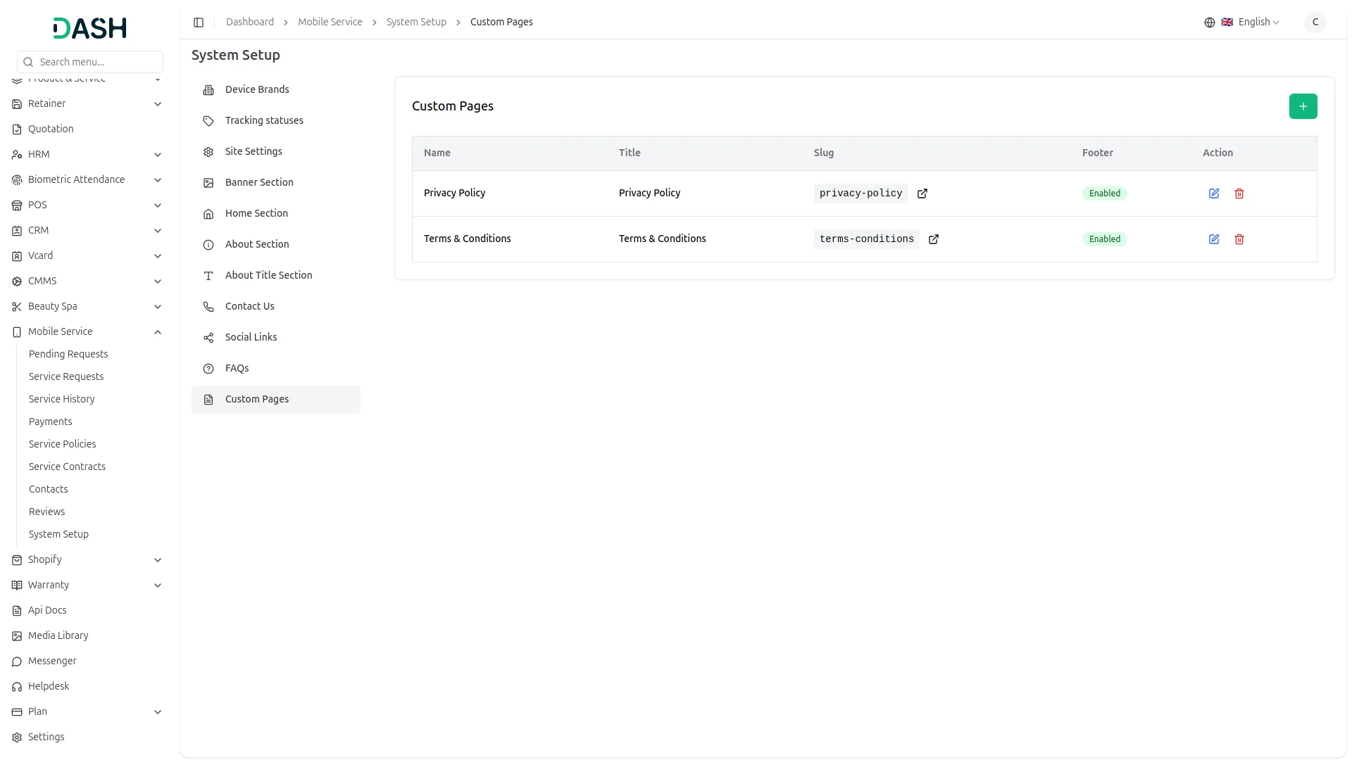 mobile service management