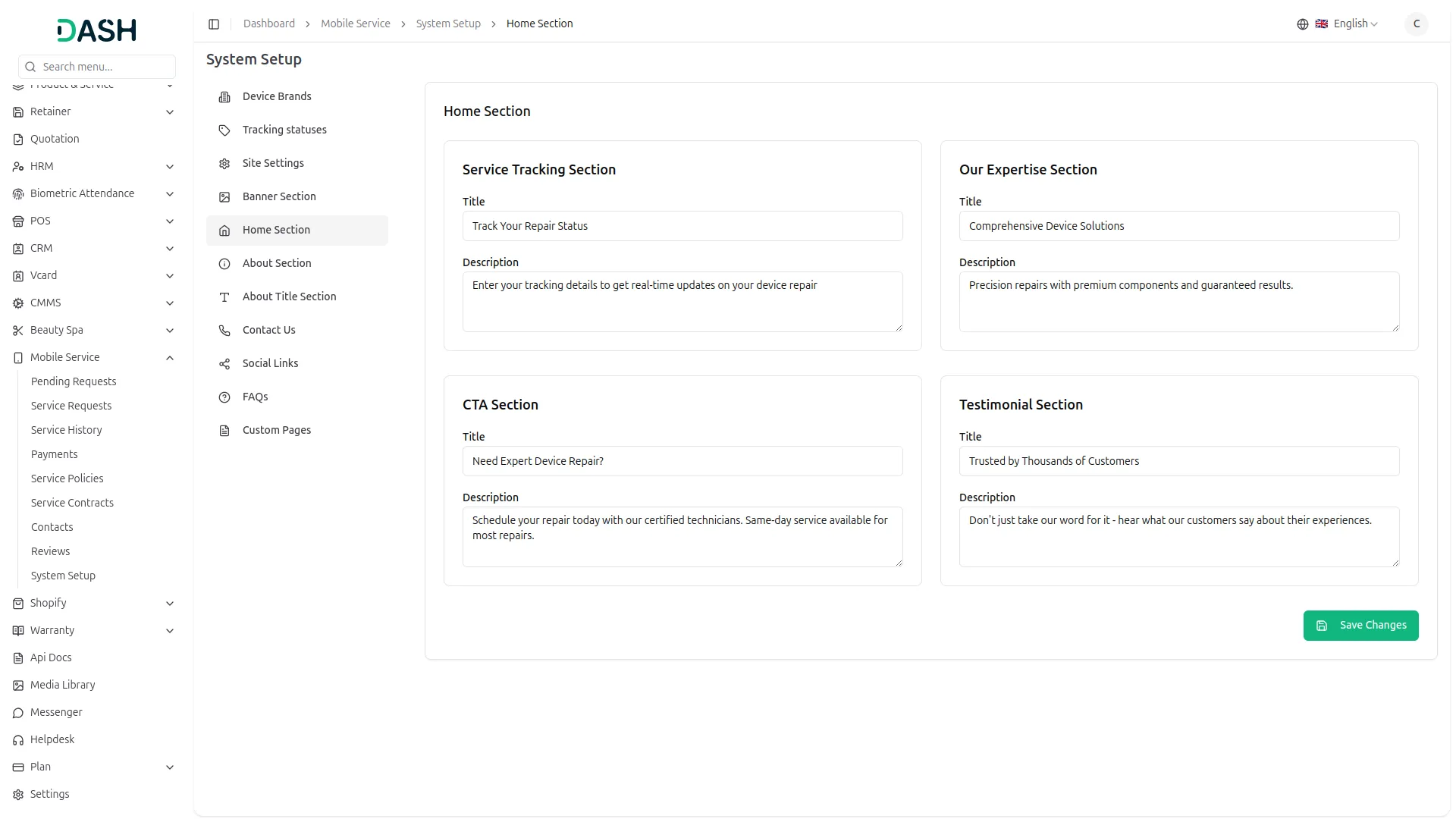 mobile service management