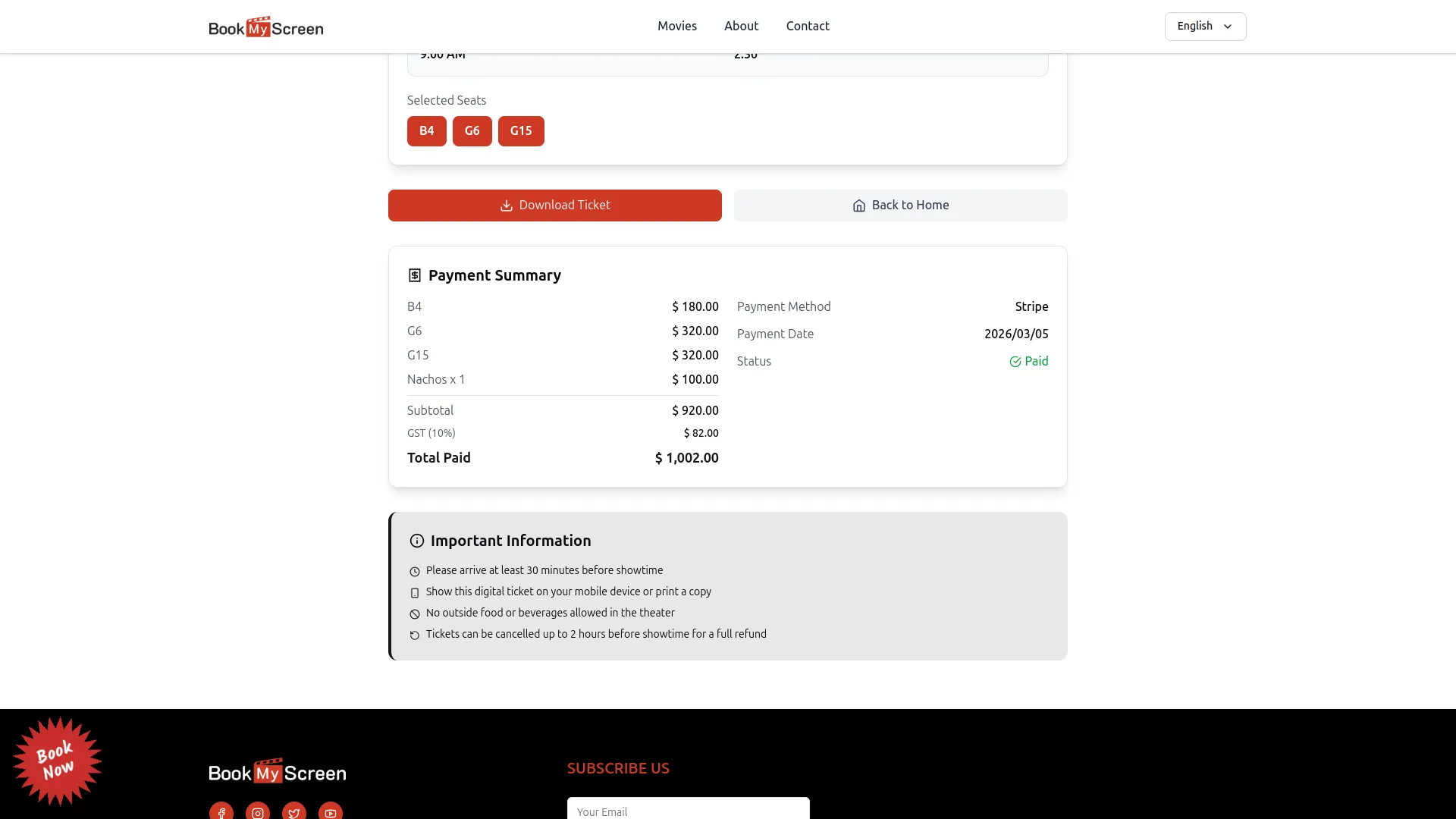 movie show booking system