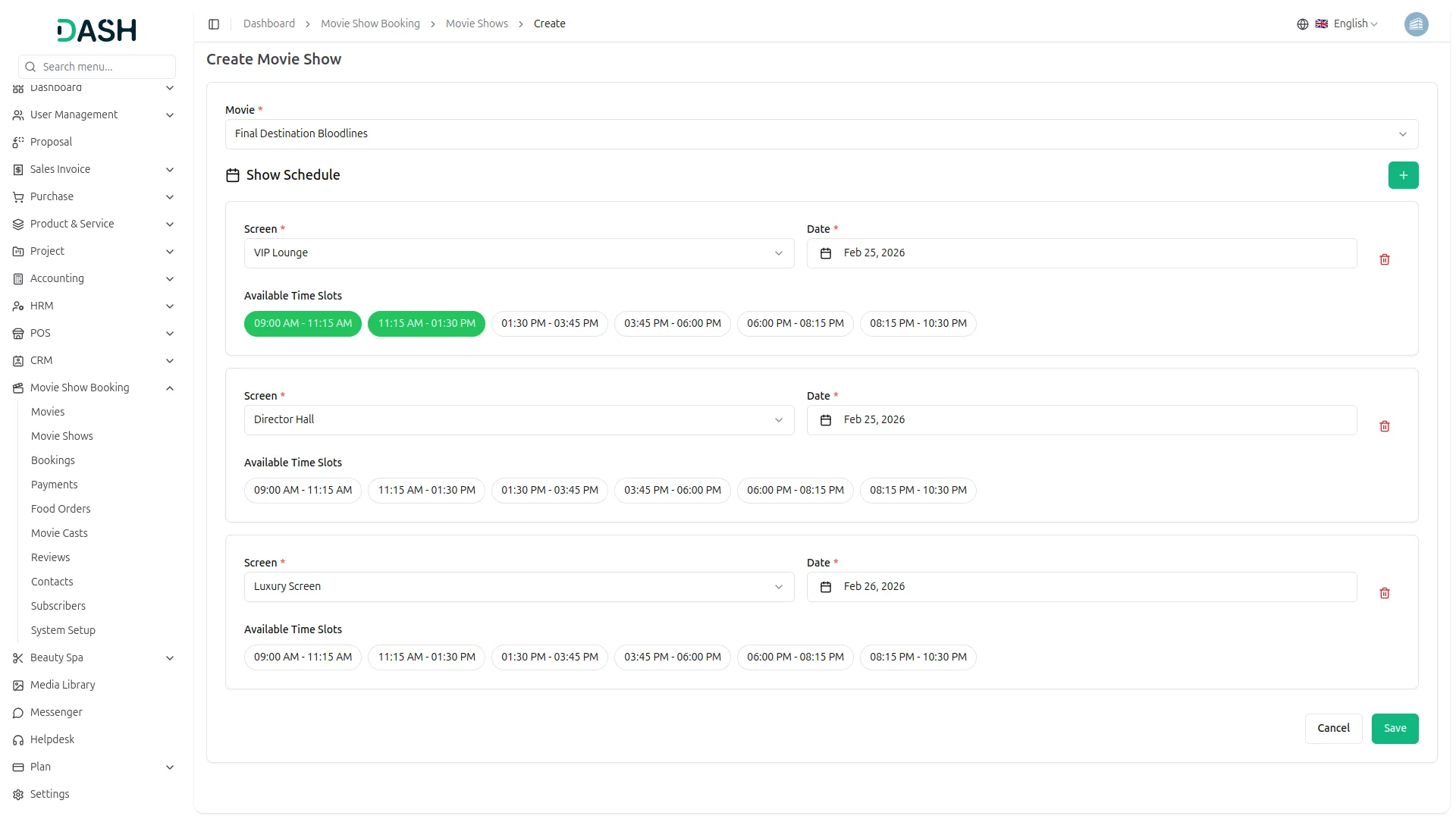 movie show booking system