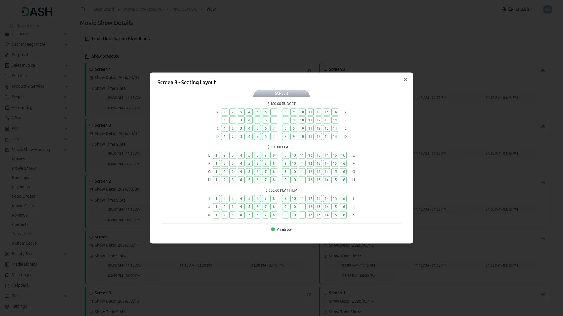 movie show booking system