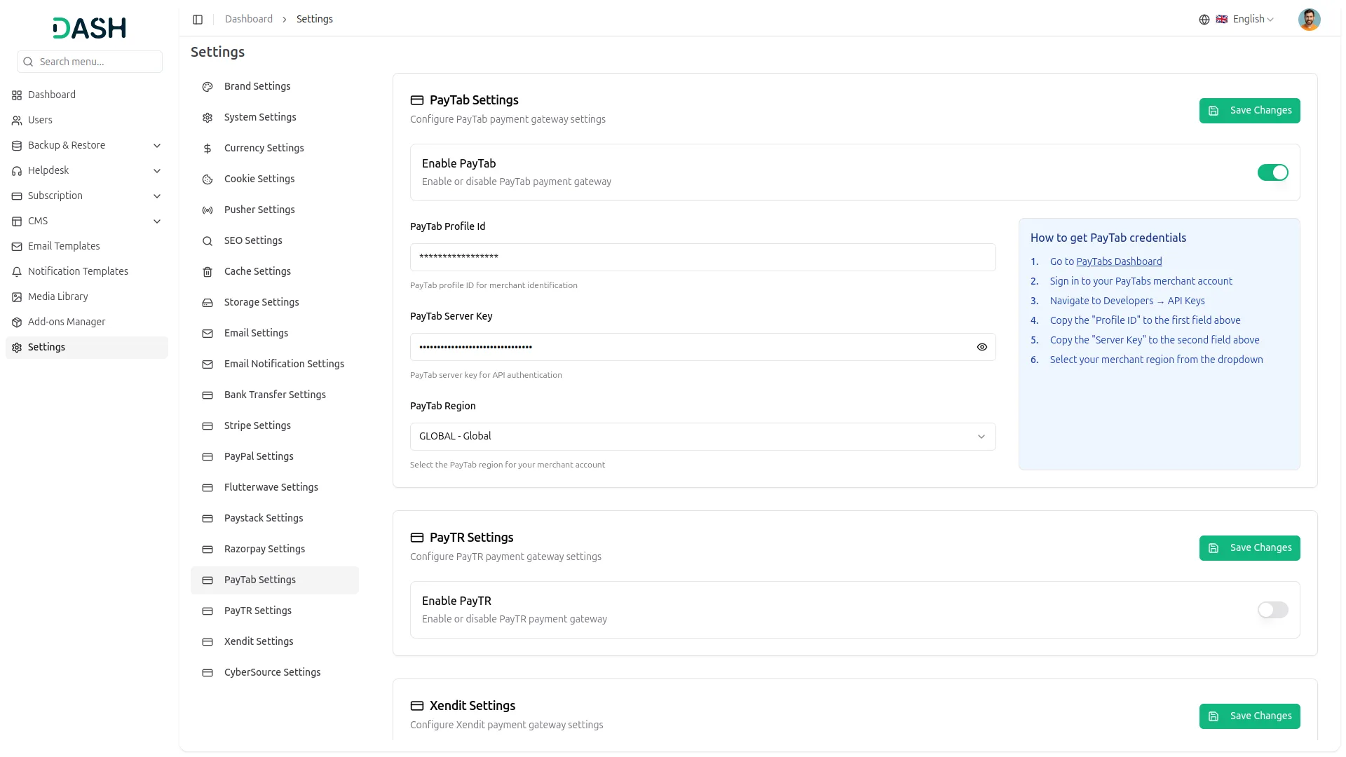 payment gateway paytabs