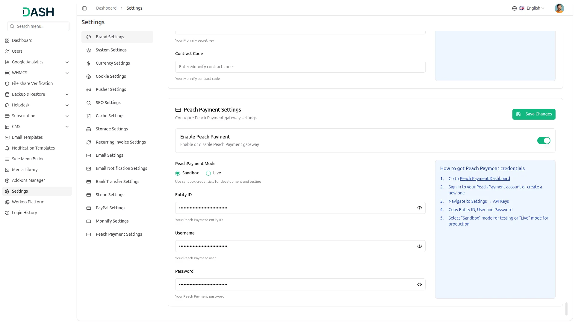 peach payment dash saas