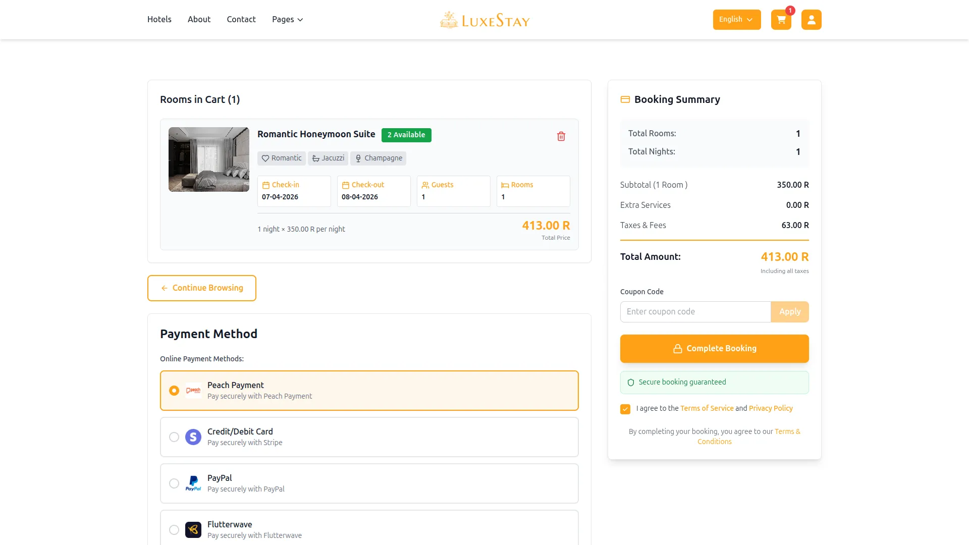 peach payment dash saas