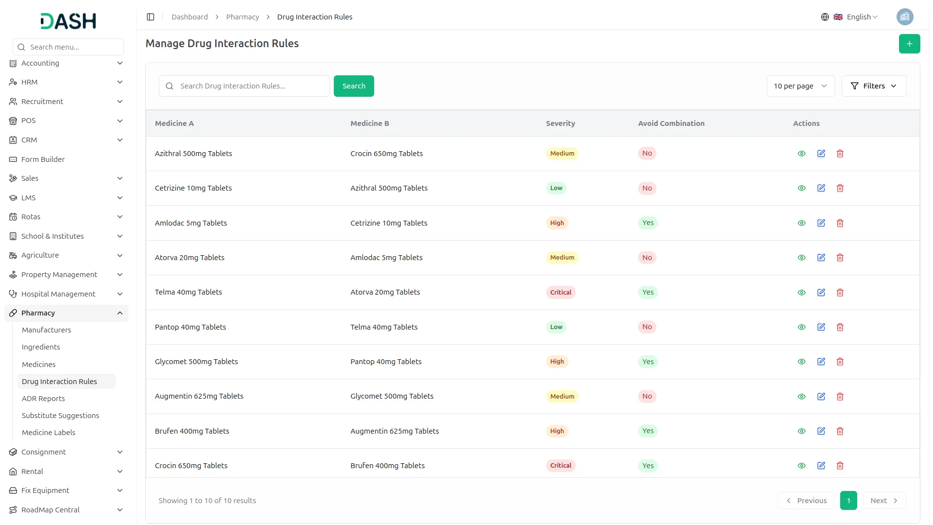 pharmacy management dash saas