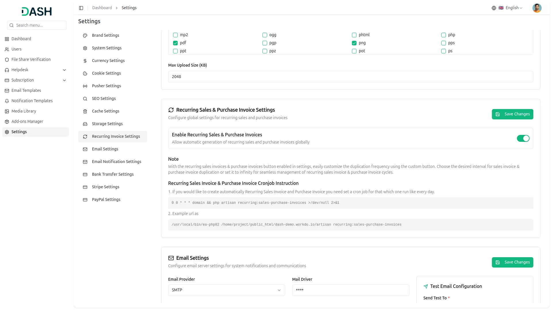 recurring invoice bills