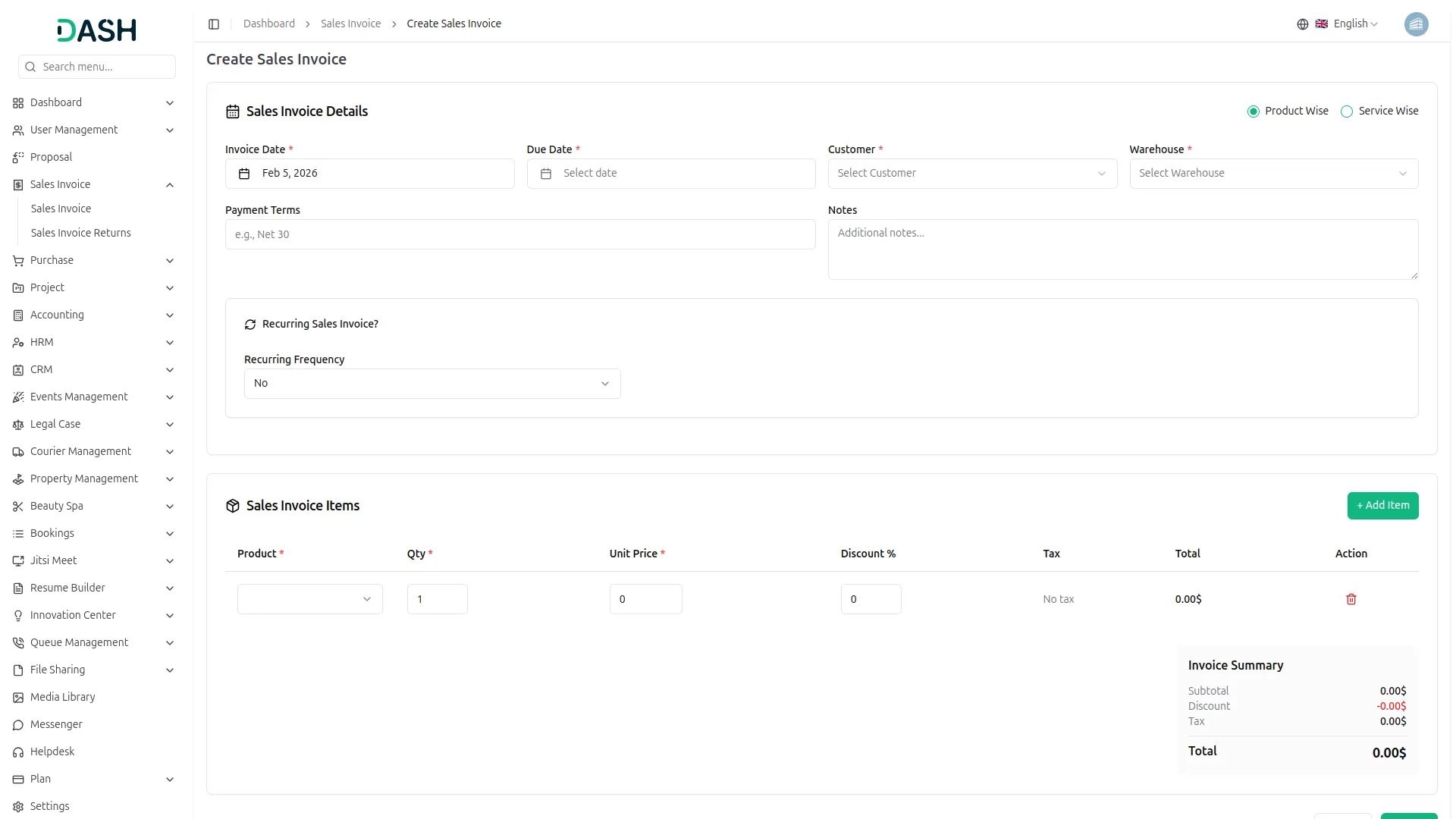 recurring invoice bills