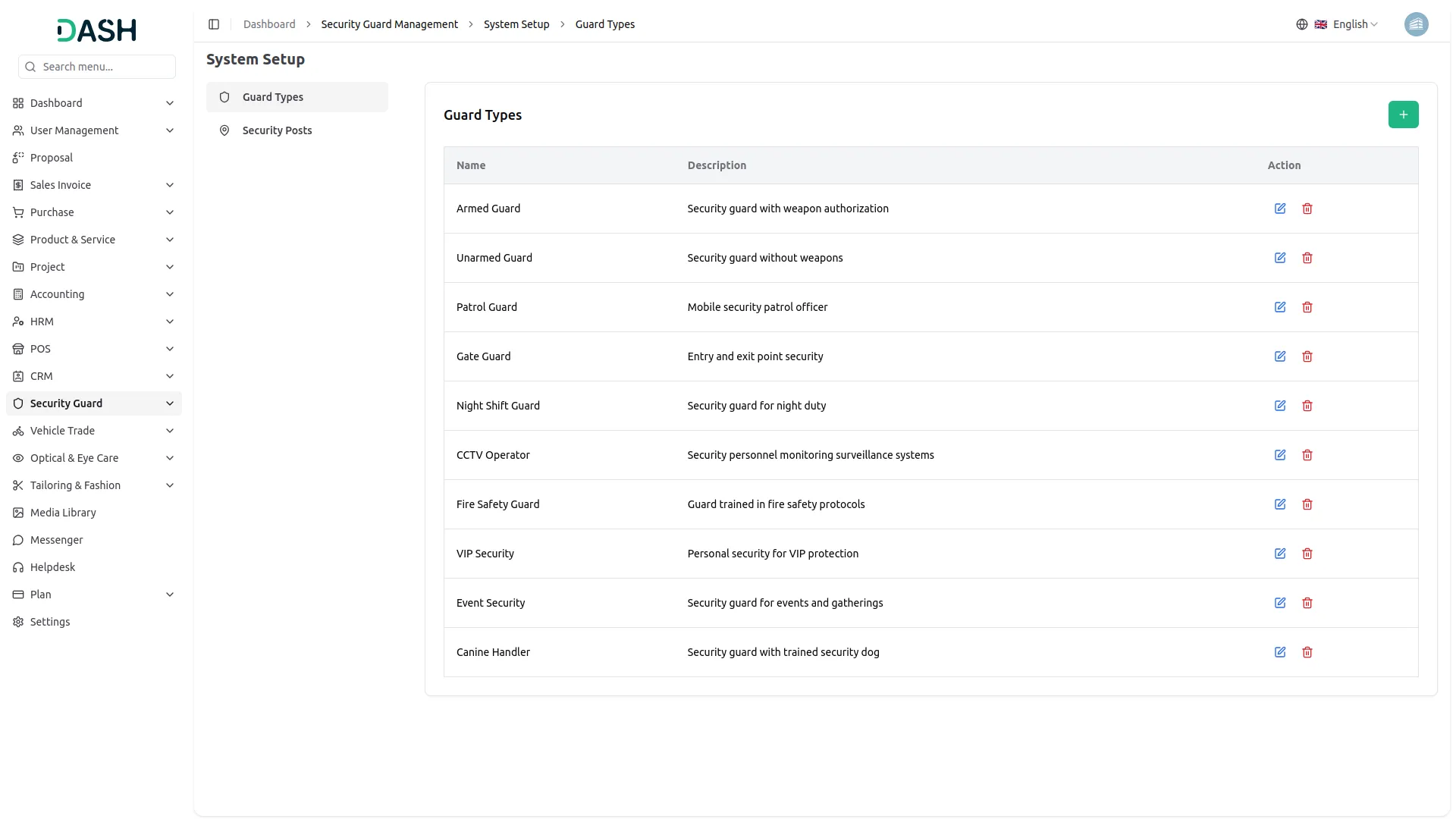 security guard management dash saas