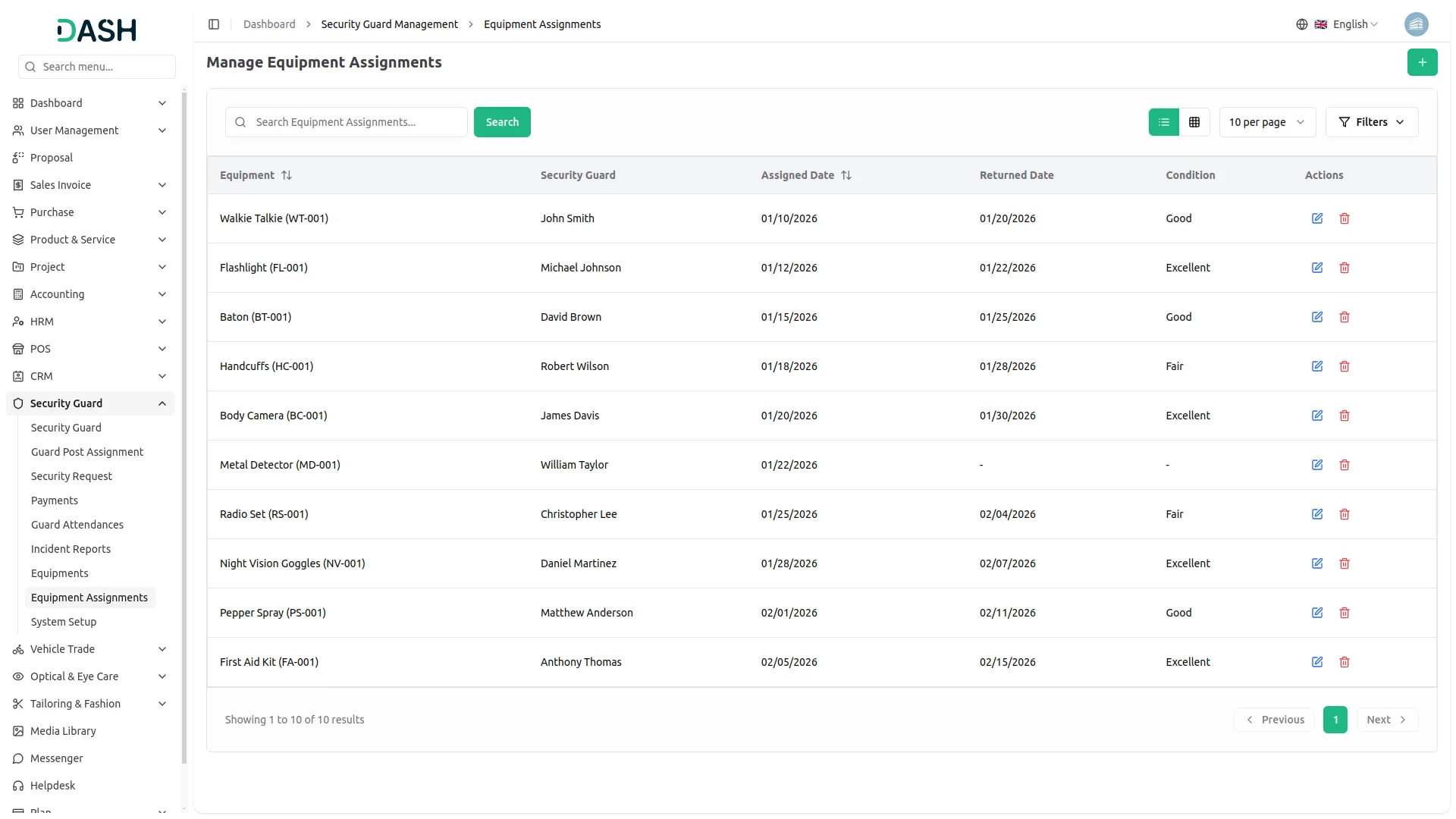security guard management dash saas