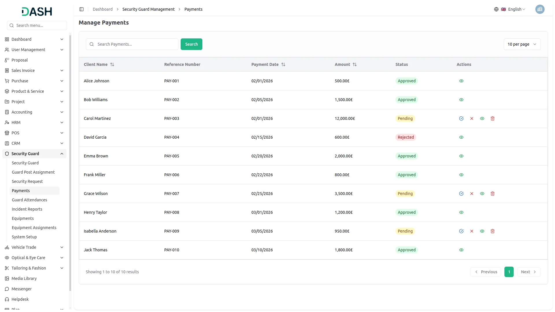 security guard management dash saas