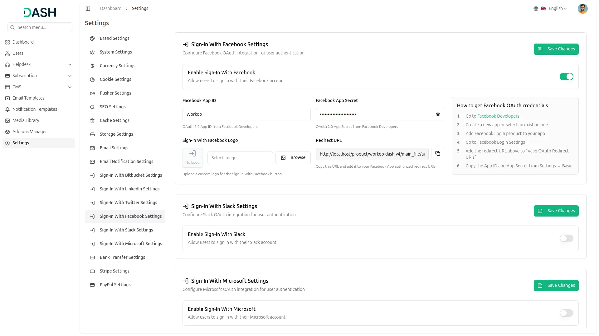 sign-in with facebook