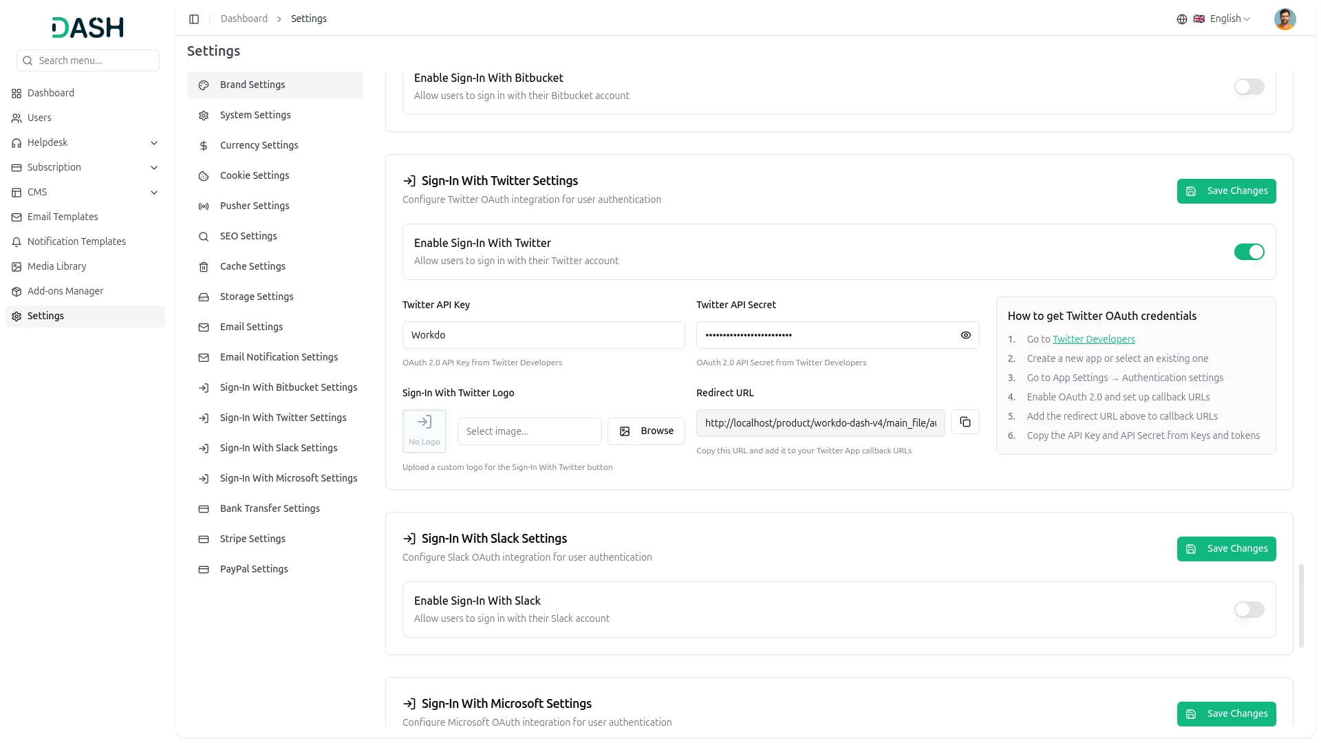 sign-in with twitter