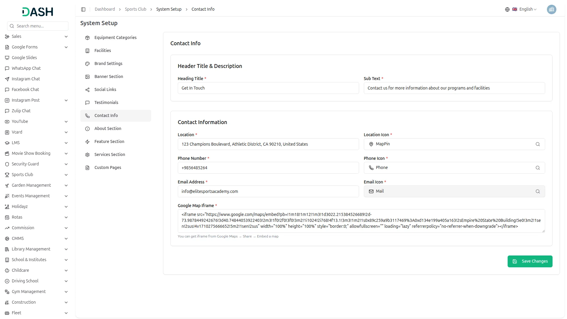 sports club management