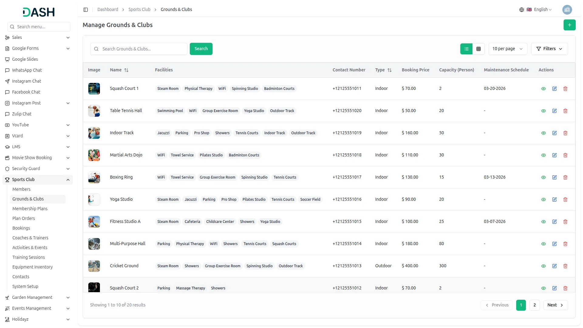 sports club management