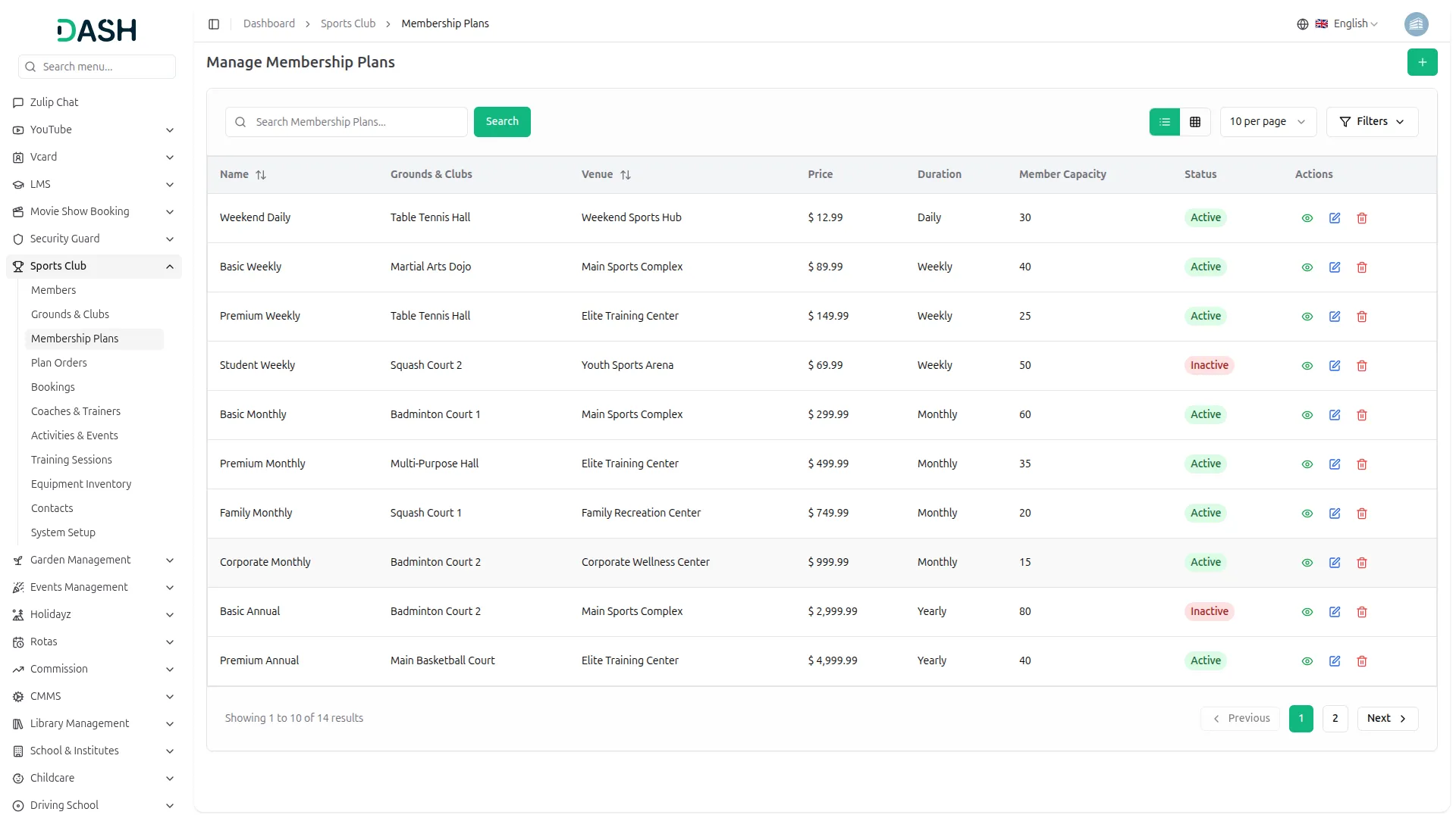 sports club management