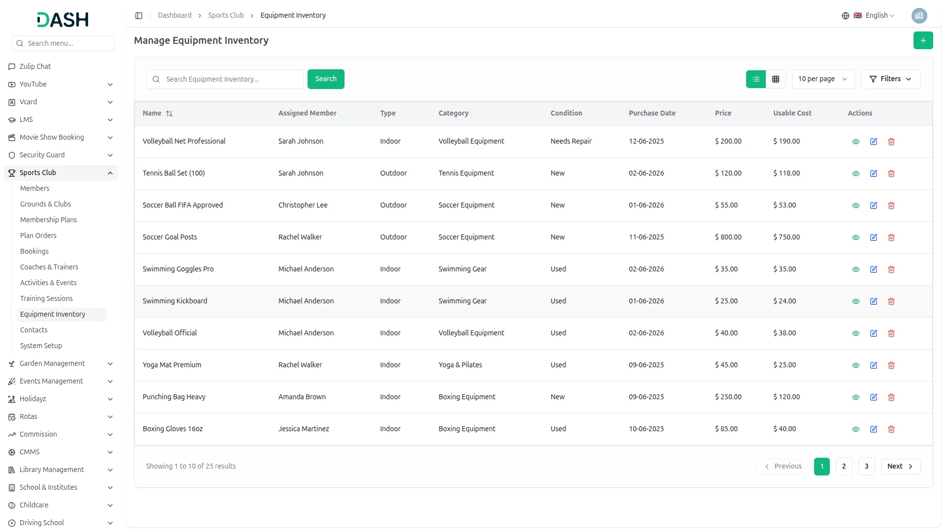 sports club management