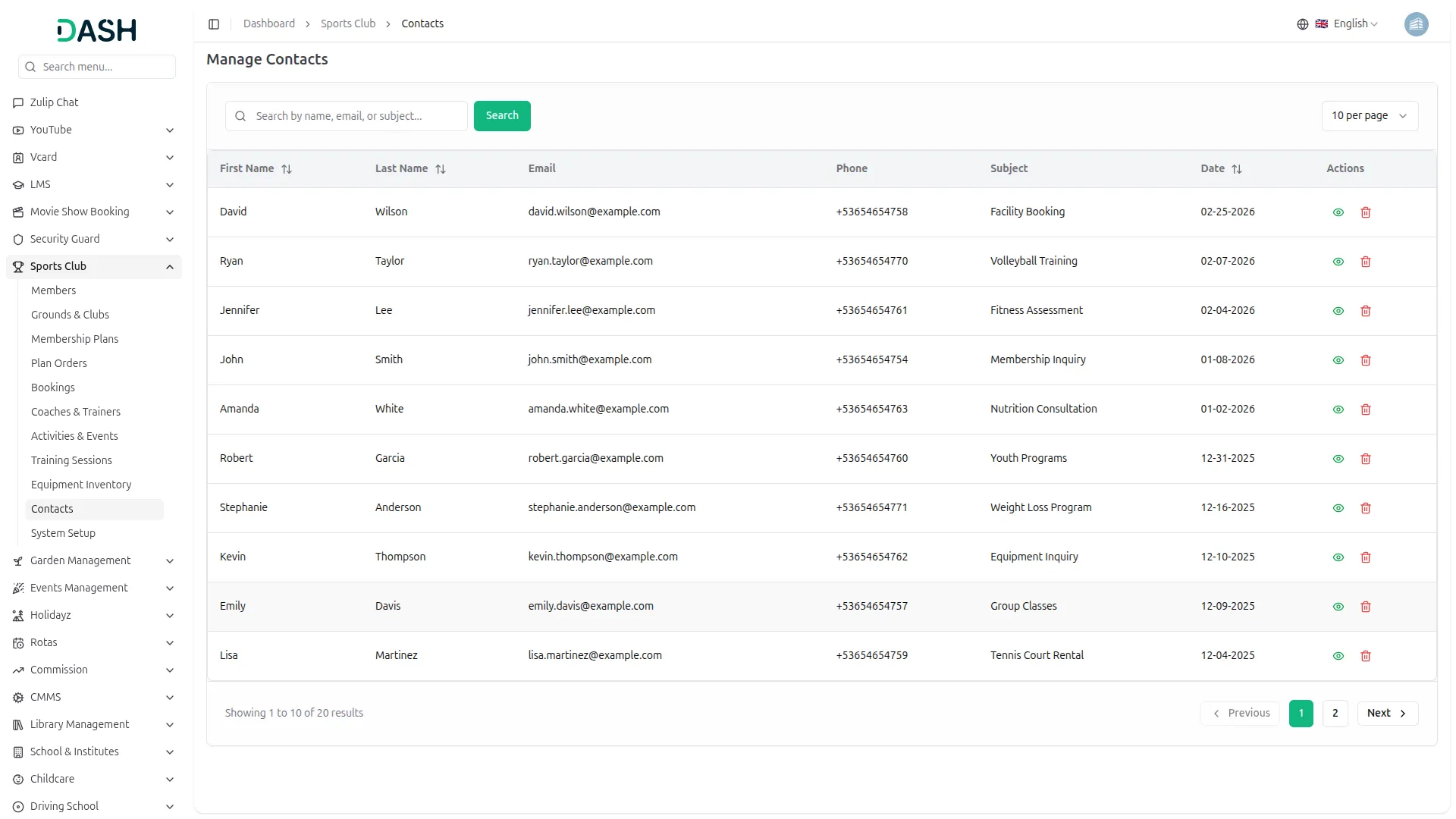 sports club management