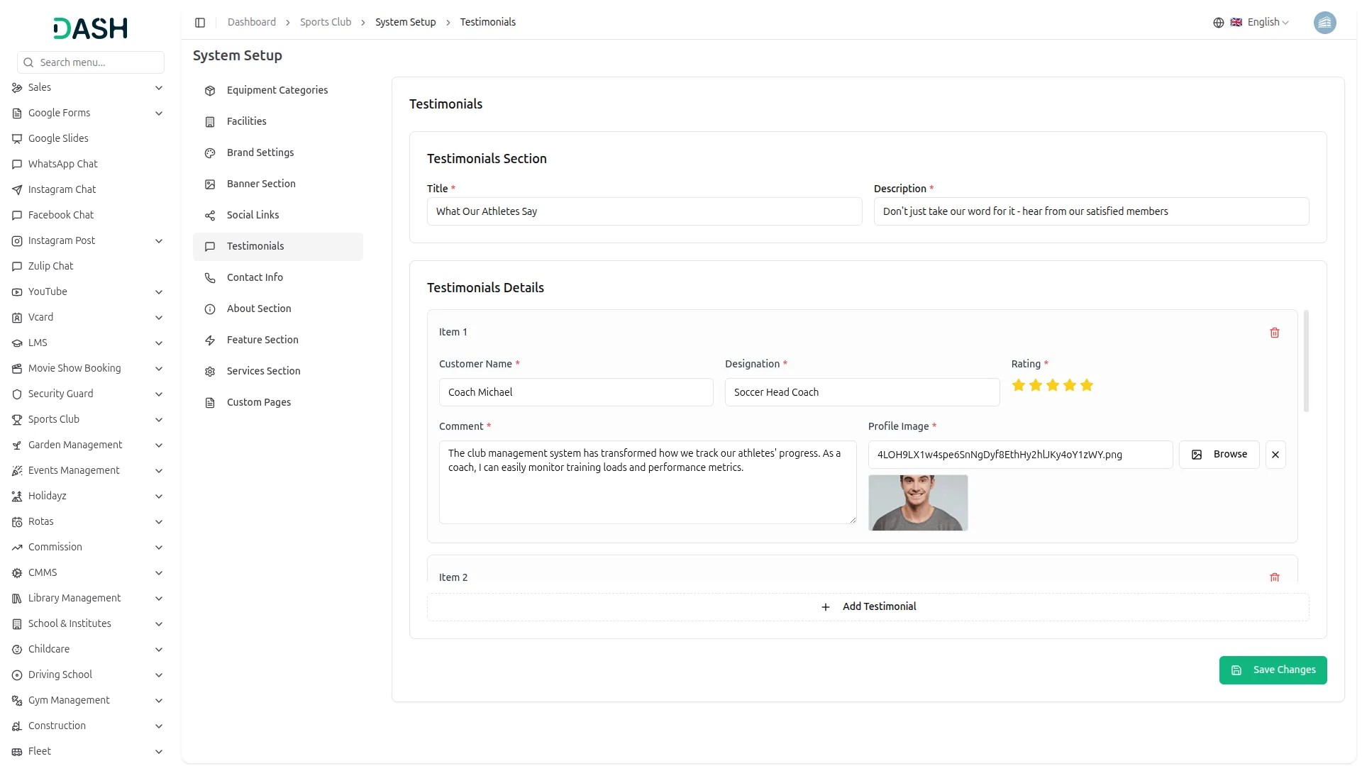 sports club management